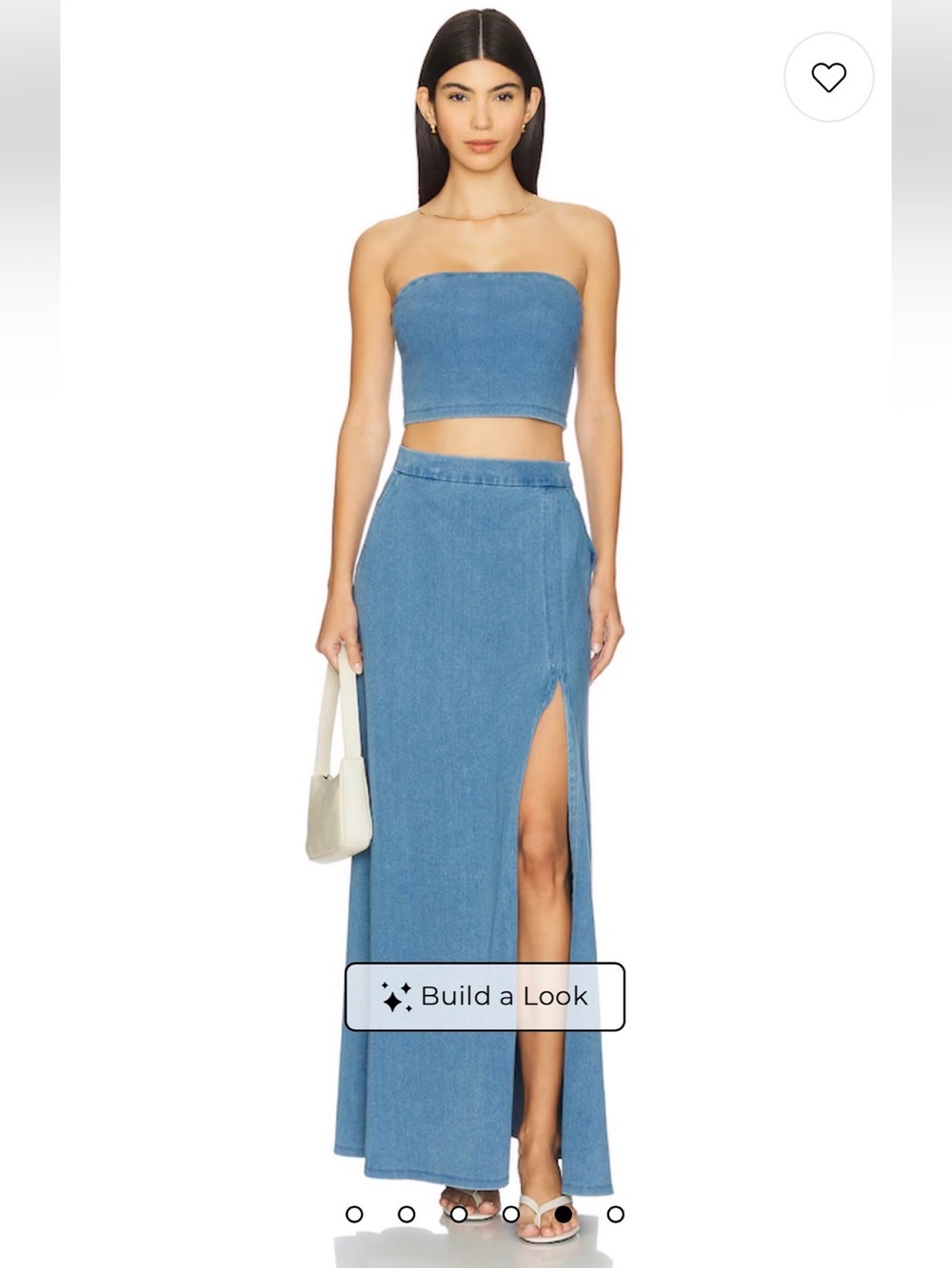 NWT Susana Monaco Blue Denim Maxi Skirt with High Side Slit